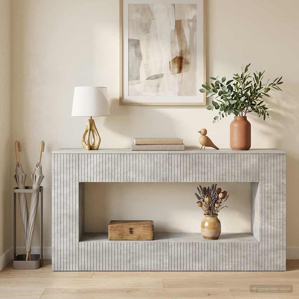 Console Table Concrete Grey 155 x 29 x 74 cm Engineered Wood