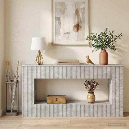 Console Table Concrete Grey 155 x 29 x 74 cm Engineered Wood