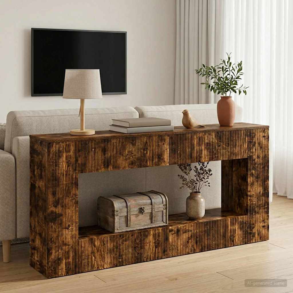 Console Table Smoked Oak 155 x 29 x 74 cm Engineered Wood