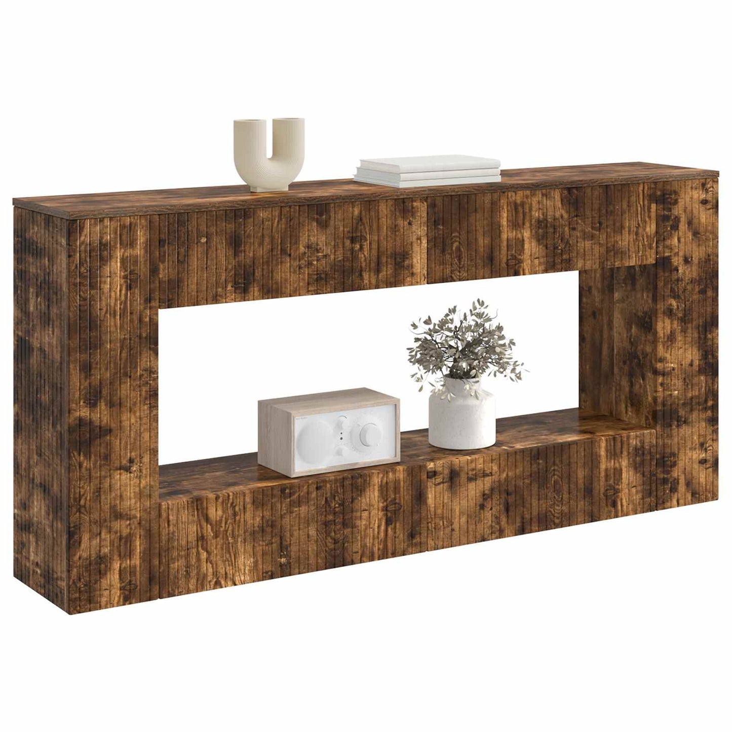 Console Table Smoked Oak 155 x 29 x 74 cm Engineered Wood