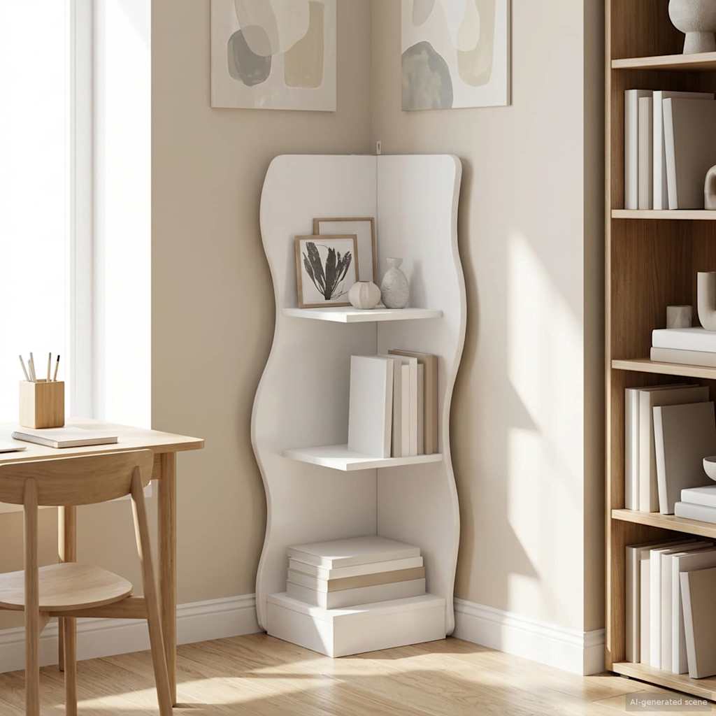 Corner Shelf White 34 x 33 x 102 cm Engineered Wood