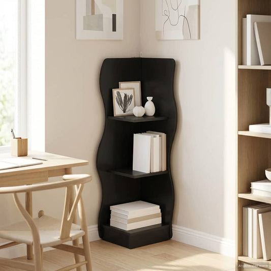 Corner Shelf Black 34 x 33 x 102 cm Engineered Wood