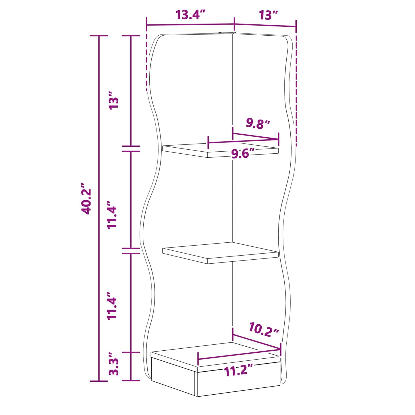 Corner Shelf with Shelf Black 34 x 33 x 102 cm Engineered Wood