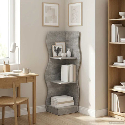 Corner Shelf Concrete Grey 34 x 33 x 102 cm Engineered Wood