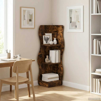 Corner Shelf Smoked Oak 34 x 33 x 102 cm Engineered Wood