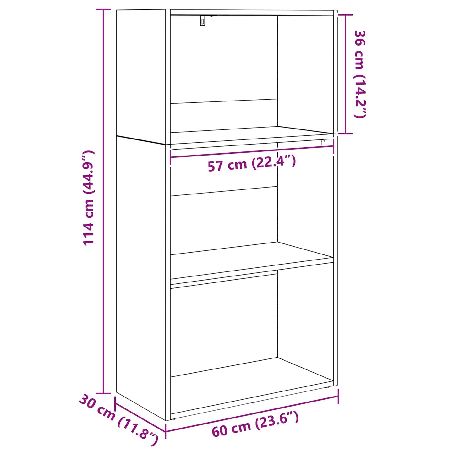 Bookshelf Black Oak 60 x 30 x 114 cm Engineered Wood