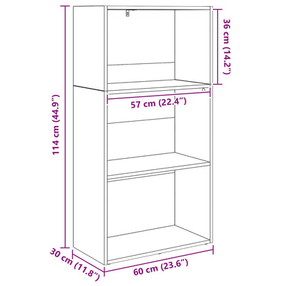 Bookshelf Black Oak 60 x 30 x 114 cm Engineered Wood