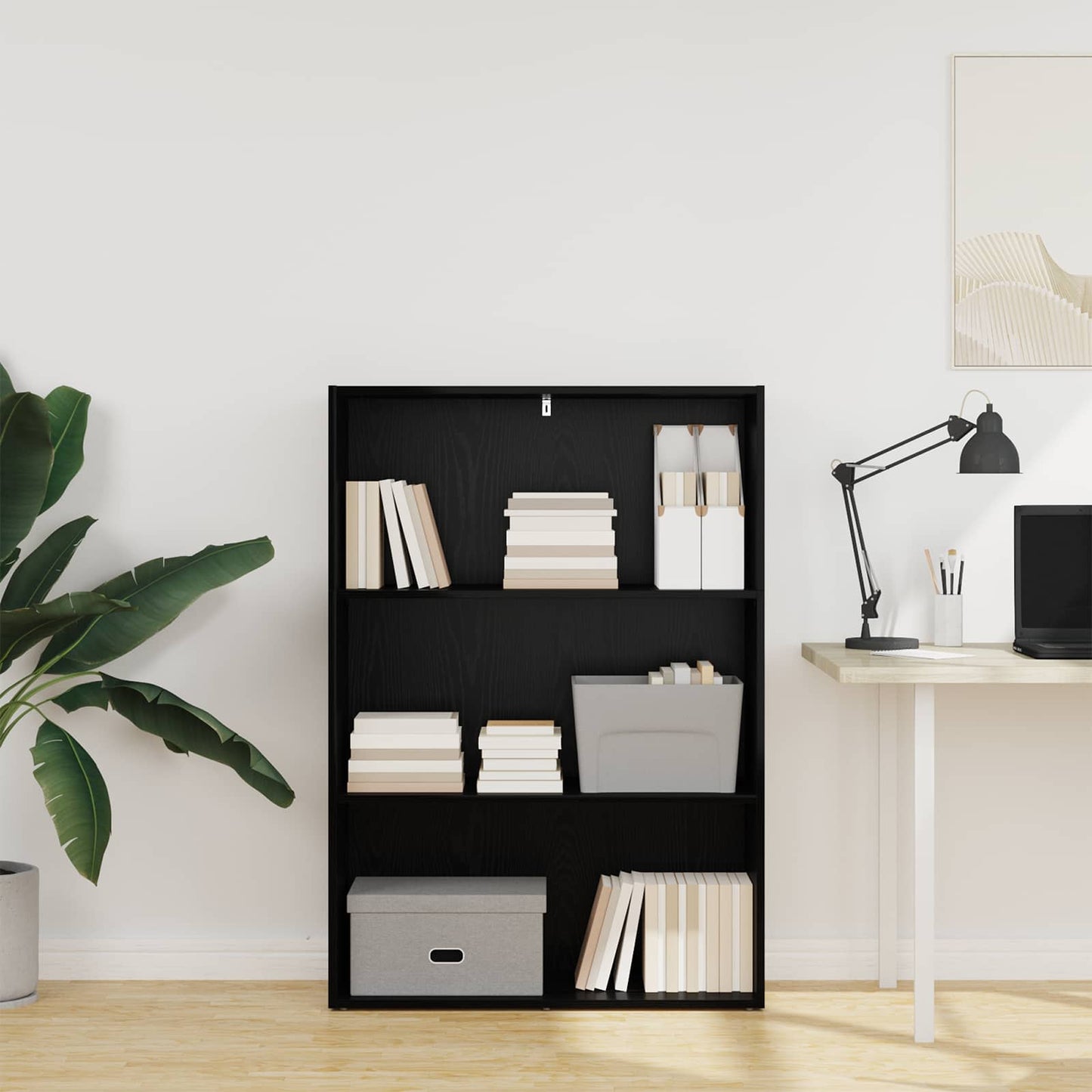 Bookshelf Black Oak 80 x 30 x 114 cm Engineered Wood