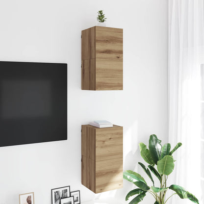 Wall Mounted TV Cabinet Artisan Oak Engineered Wood