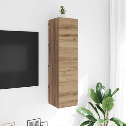Wall Mounted TV Cabinet Artisan Oak Engineered Wood