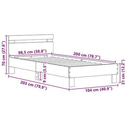 Bed Frame Old Wood 98.5 x 200 cm Engineered Wood