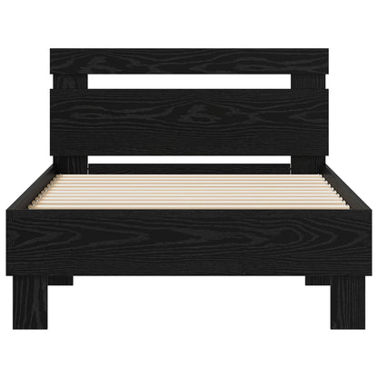 Bed Frame Black Oak 98.5 x 200 cm Engineered Wood
