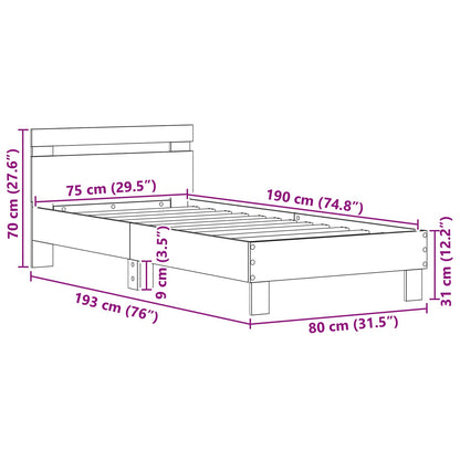 Bed Frame Old Wood 75 x 190 cm Engineered Wood