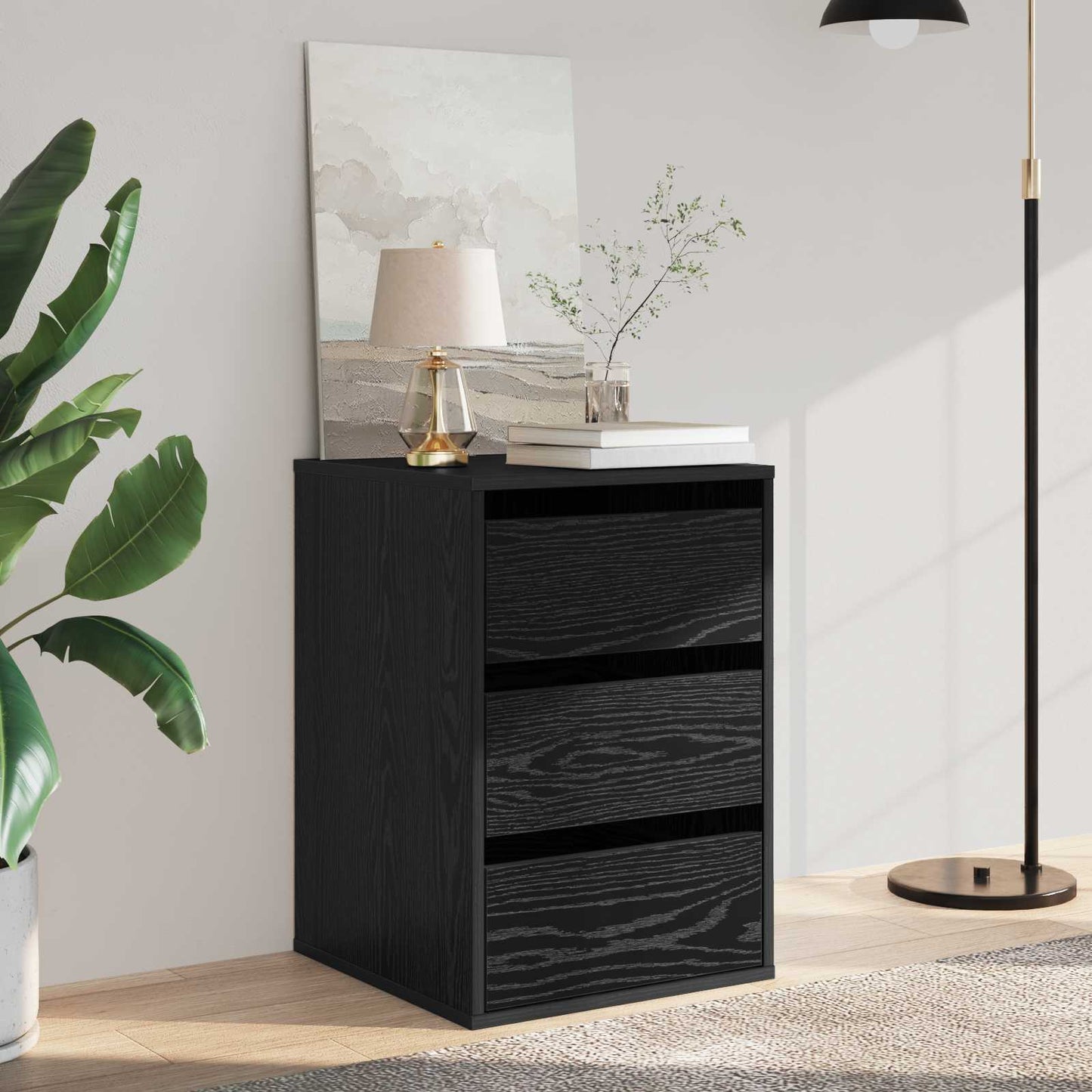Drawer Cabinet Black Oak 41 x 40 x 58 cm Engineered Wood