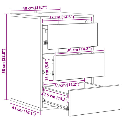 Drawer Cabinet Black Oak 41 x 40 x 58 cm Engineered Wood