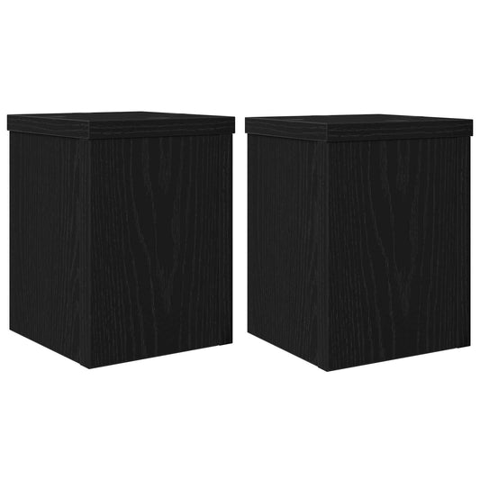 Plant Stand 2 pcs Black Oak 15 x 15 x 20 cm Engineered Wood