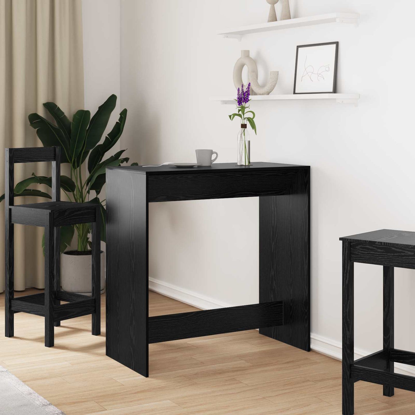 Bar Table Black Oak 102 x 50 x 103.5 cm Engineered Wood