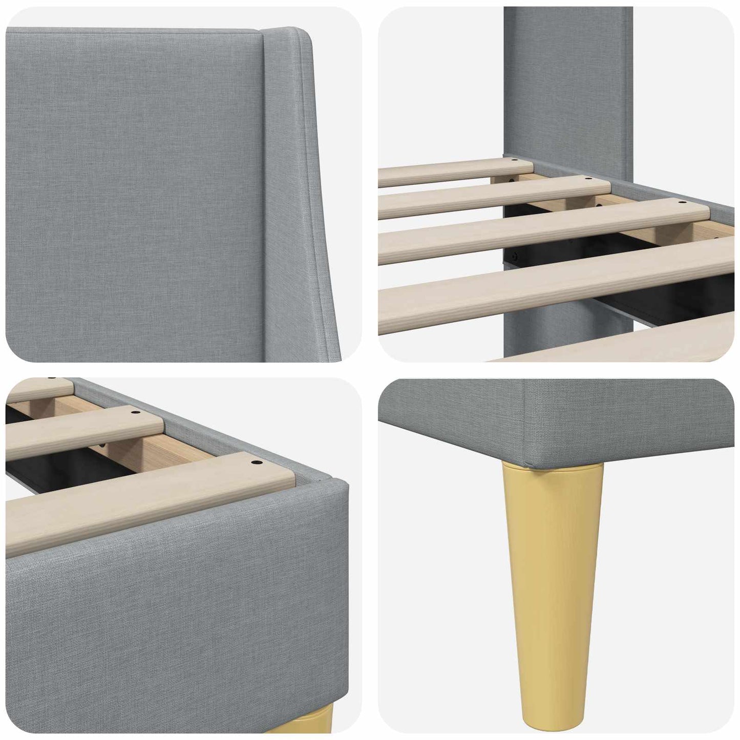 Bed Frame with Headboard Light Grey 180 x 200 cm Fabric