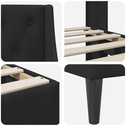 Bed Frame with Headboard Black 90 x 190 cm Velvet