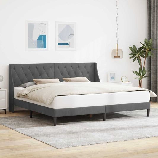 Bed Frame with Headboard Dark Grey 180 x 200 cm Velvet
