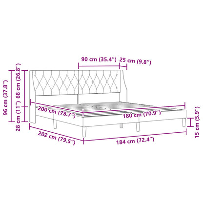 Bed Frame with Headboard Dark Grey 180 x 200 cm Velvet