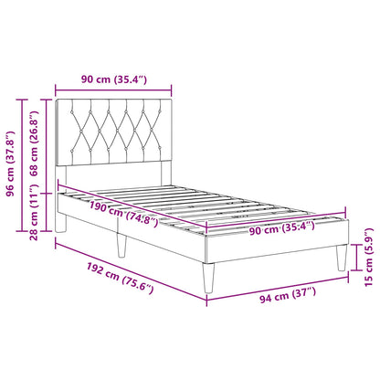 Bed Frame with Headboard Light Grey 90 x 190 cm Velvet