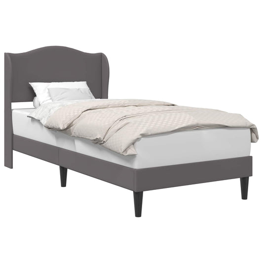 Bed Frame with Headboard Grey 90 x 190 cm Faux Leather