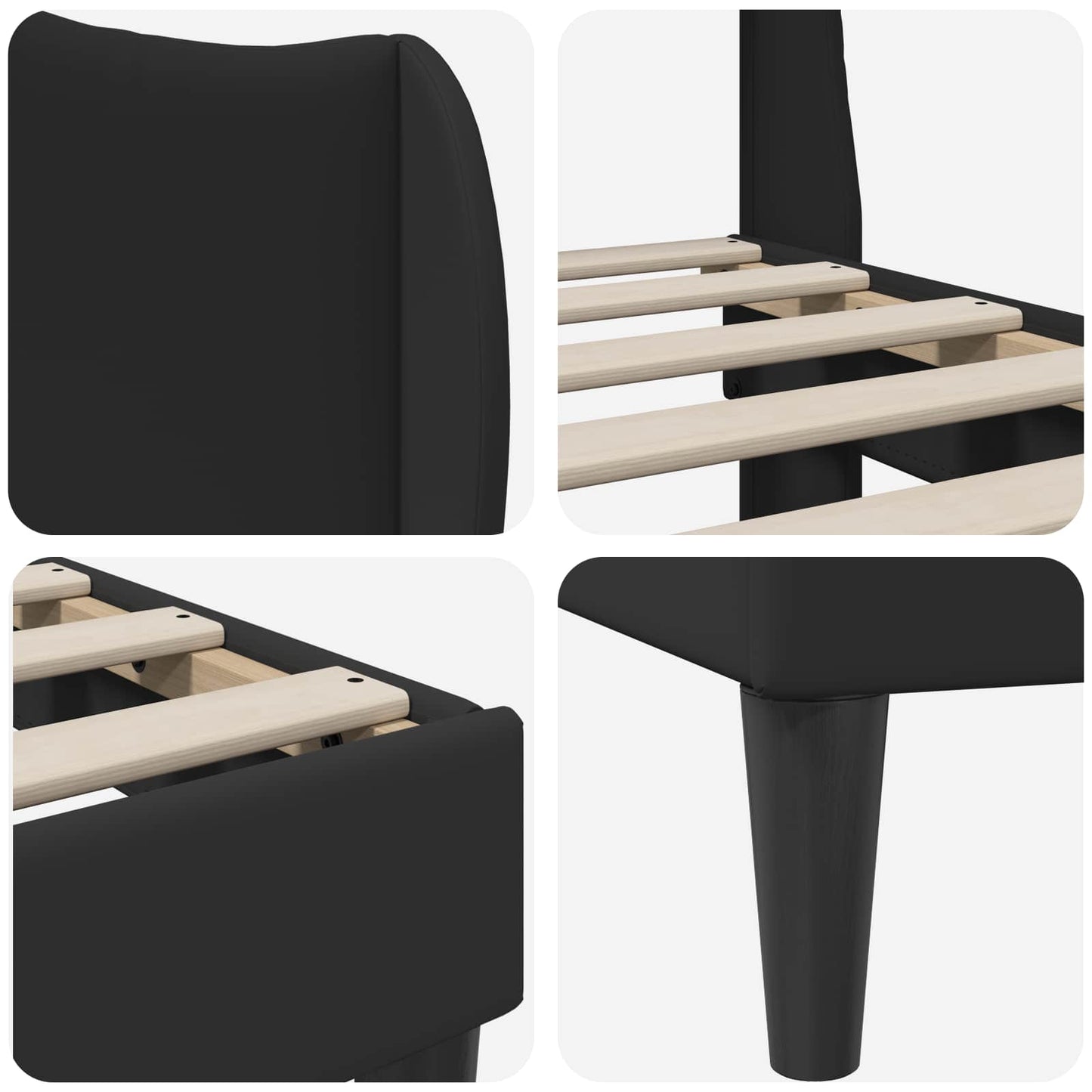 Bed Frame with Headboard Black 135 x 190 cm Faux Leather