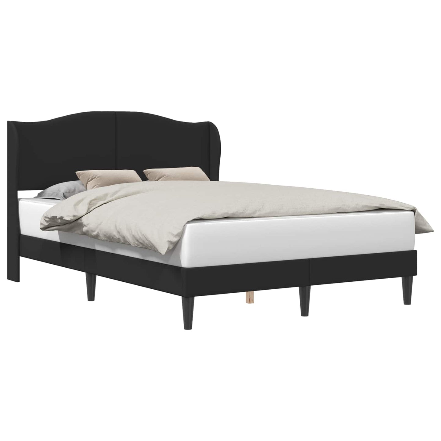 Bed Frame with Headboard Black 135 x 190 cm Faux Leather