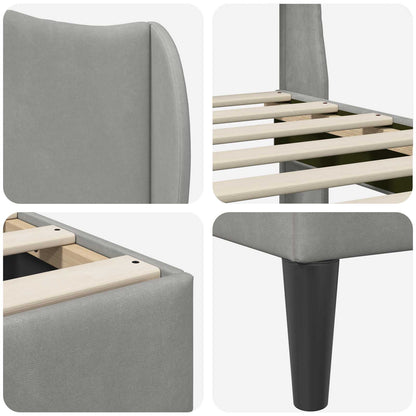 Bed Frame with Headboard Light Grey 90 x 190 cm Velvet