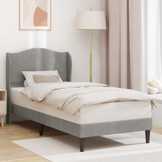 Bed Frame with Headboard Light Grey 90 x 190 cm Velvet