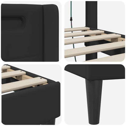 Bed Frame with LED Strip Lights Black 180 x 200 cm Faux Leather