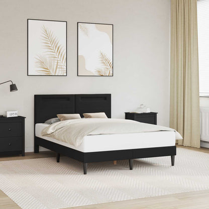 Bed Frame with LED Strip Lights Black 135 x 190 cm Faux Leather