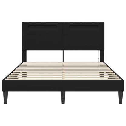 Bed Frame with LED Strip Lights Black 135 x 190 cm Faux Leather