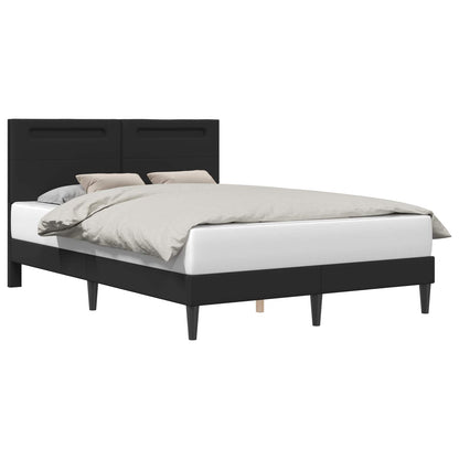 Bed Frame with LED Strip Lights Black 135 x 190 cm Faux Leather