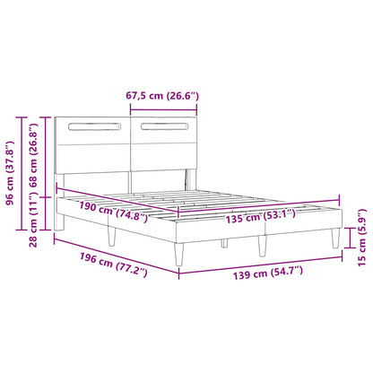 Bed Frame with LED Strip Lights Black 135 x 190 cm Faux Leather