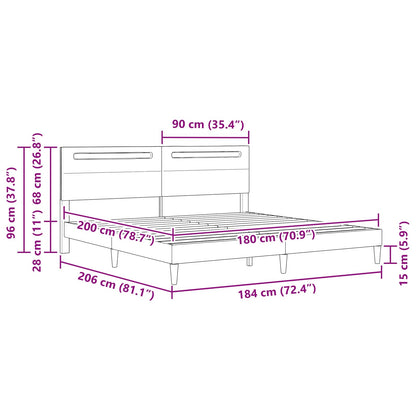 Bed Frame with LED Strip Lights Grey 180 x 200 cm Faux Leather