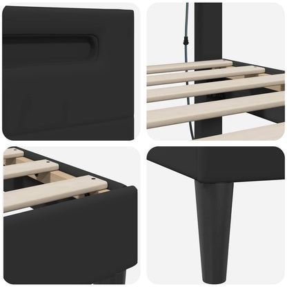 Bed Frame with LED Strip Lights Black 180 x 200 cm Faux Leather