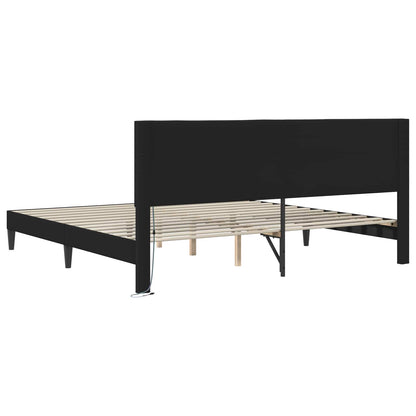 Bed Frame with LED Strip Lights Black 180 x 200 cm Faux Leather