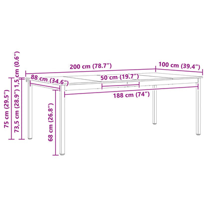Dining Table White 200 x 100 x 75 cm Solid Pine Wood