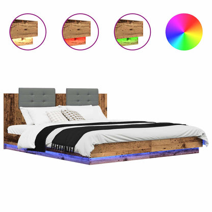 Bed Frame with Headboard Old Wood 200 x 200 cm Engineered Wood