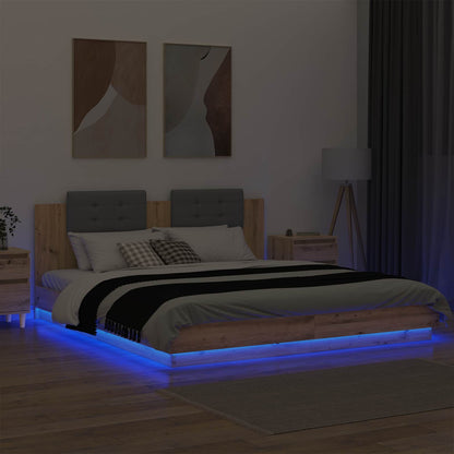 Bed Frame with Headboard Artisan Oak 200 x 200 cm