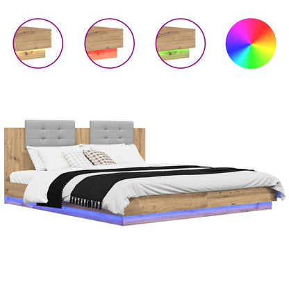 Bed Frame with Headboard Artisan Oak 200 x 200 cm