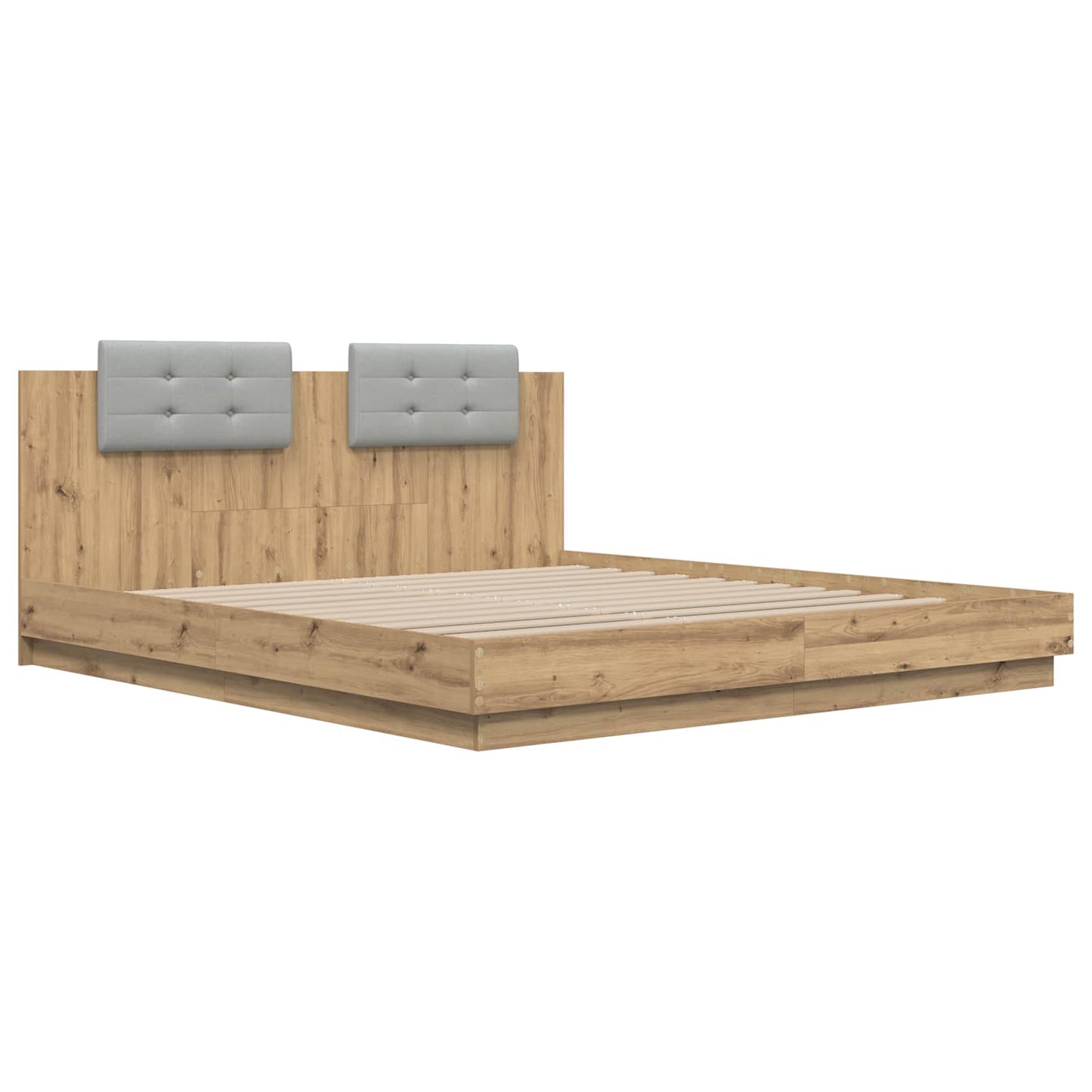 Bed Frame with Headboard Artisan Oak 200 x 200 cm
