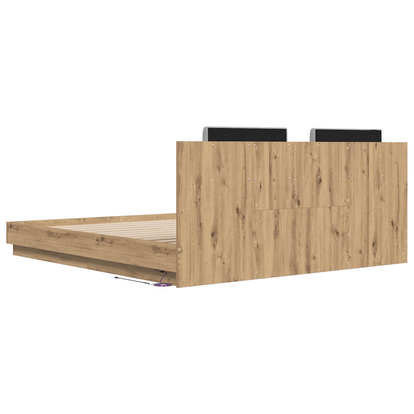 Bed Frame with Headboard Artisan Oak 200 x 200 cm