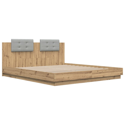 Bed Frame with Headboard with Storage Artisan Oak 180 x 200 cm