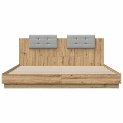 Bed Frame with Headboard with Storage Artisan Oak 180 x 200 cm