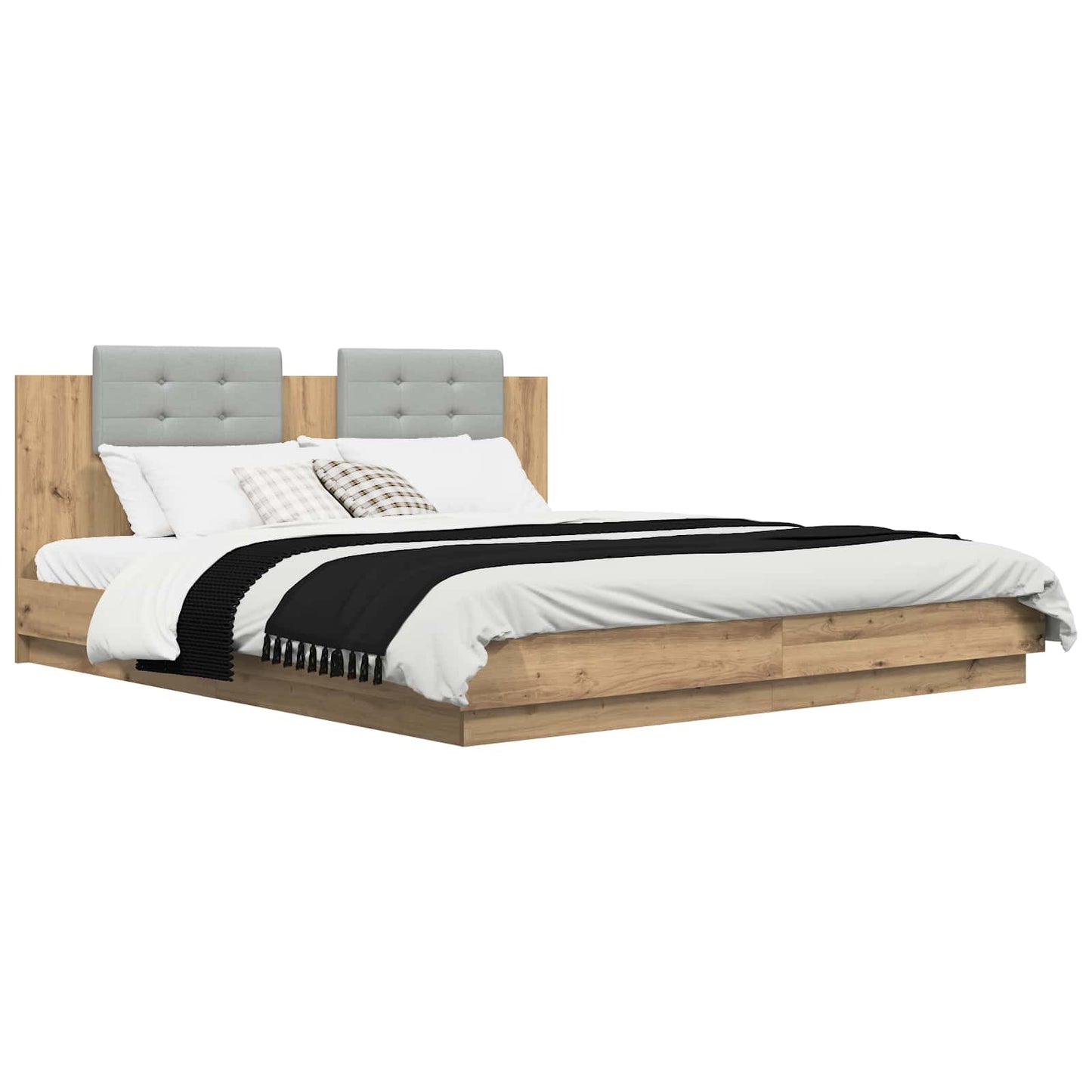 Bed Frame with Headboard with Storage Artisan Oak 180 x 200 cm