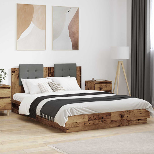 Bed Frame with Headboard Old Wood 160 x 200 cm Engineered Wood