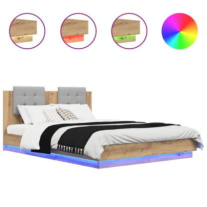 Bed Frame with Headboard Artisan Oak 160 x 200 cm